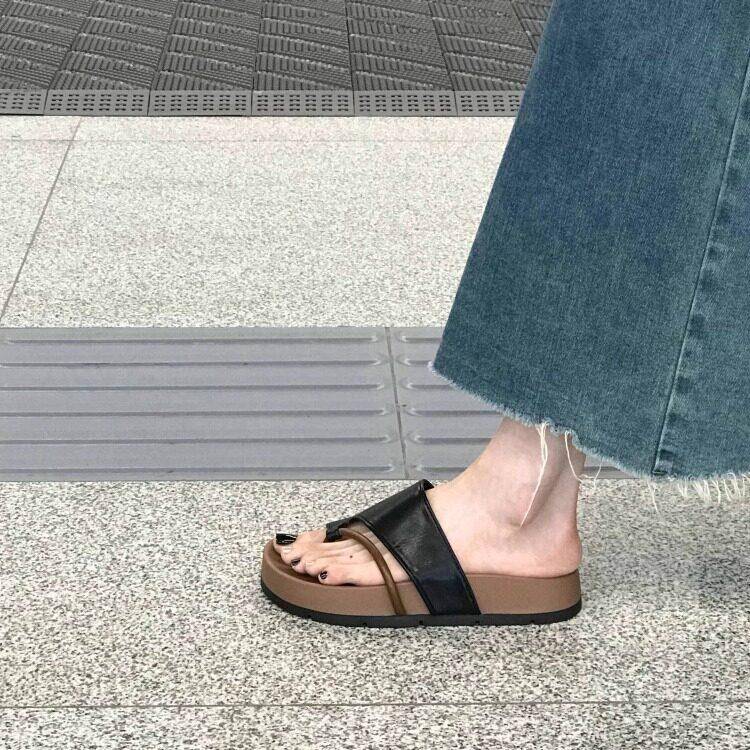 推荐韩系小众海边度假套趾凉拖女2025夏季新款时尚外穿轻便防滑一