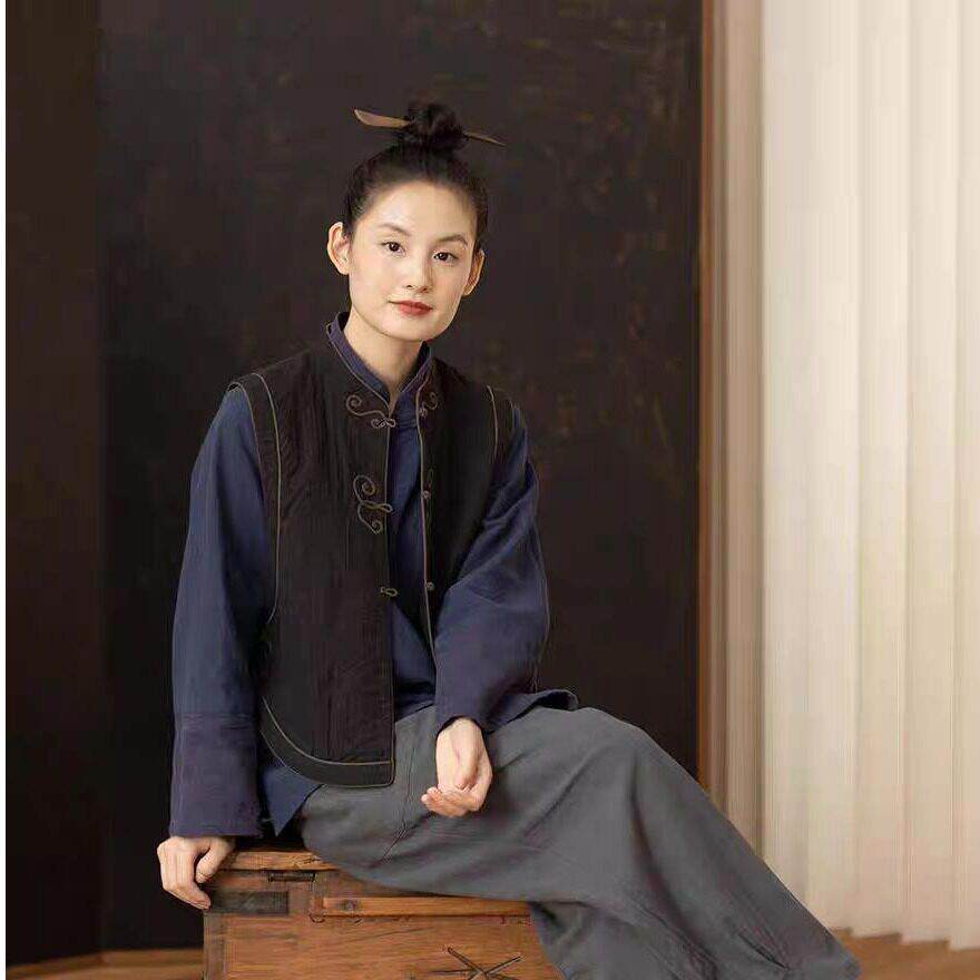推荐春2026新款复古老钱风盘扣立领衬衫女装中国风端庄大气禅修居
