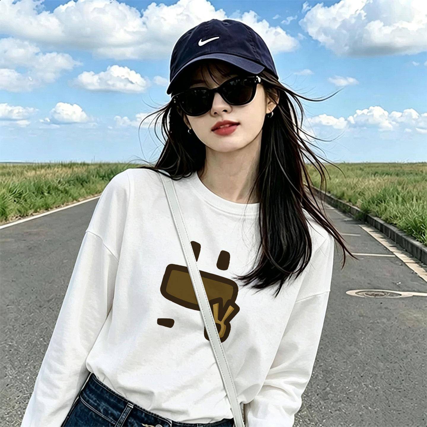 推荐早秋穿搭白色纯棉长袖t恤女2026新款超火欧货洋气内搭打底衫