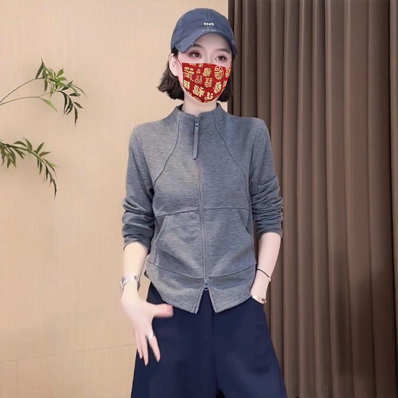 推荐欧货极简风立体剪裁拉链开衫立领长袖卫衣外套女秋季显瘦百搭