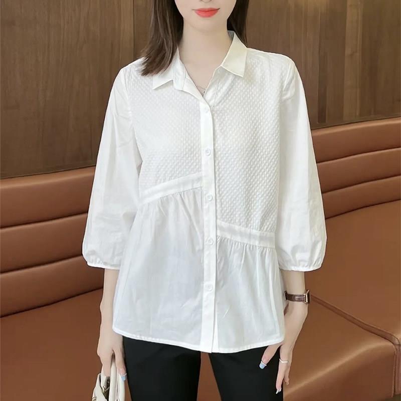 推荐减龄时尚套装女衬衫2026秋季新款宽松上衣搭配小脚裤子微胖一