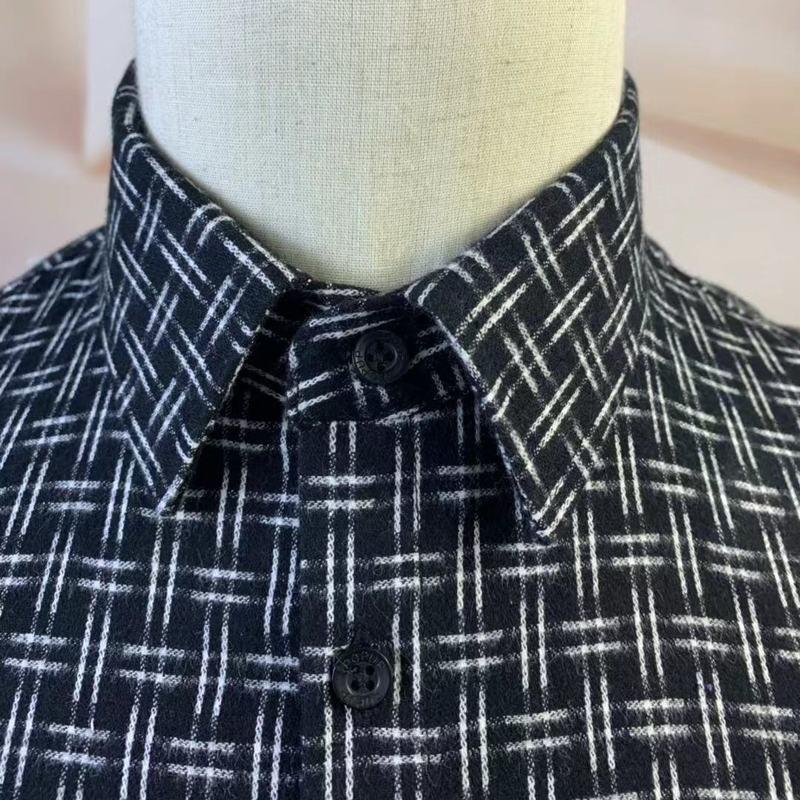 男女衬衫领厚款休闲磨毛格