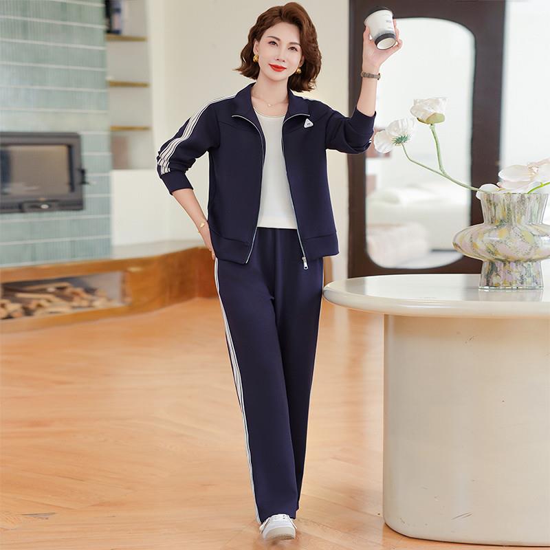 推荐妈妈2025春装新款运动服套装时尚中老年女气质春秋休闲卫衣两