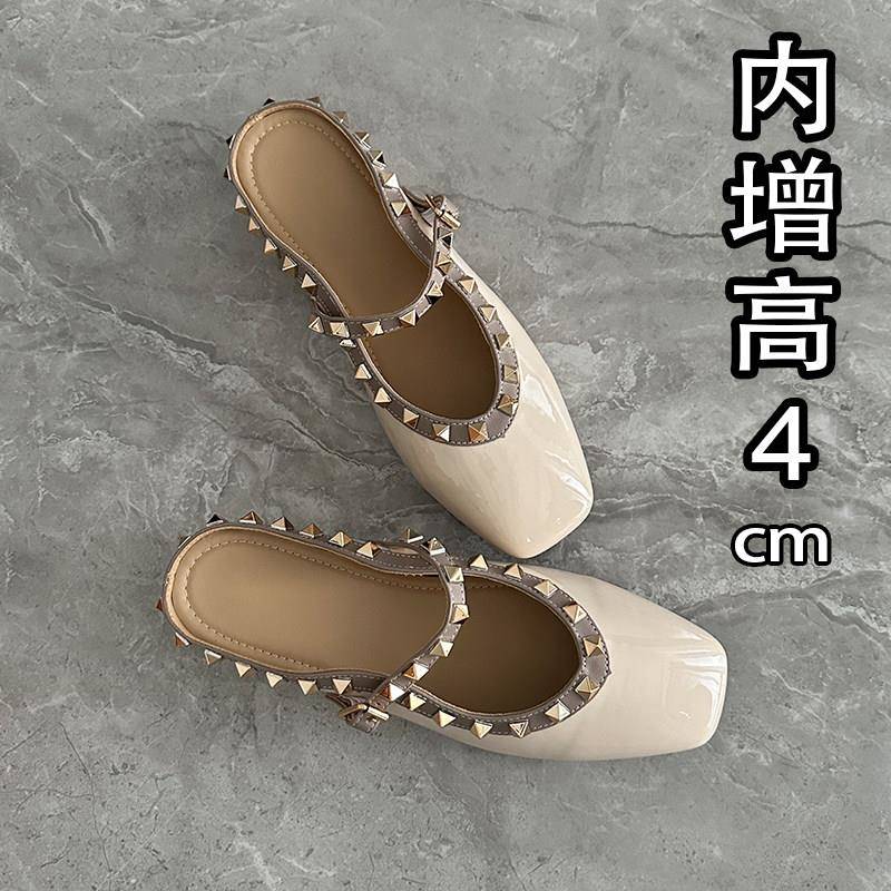 推荐包头半拖鞋女夏外穿2026新款巨好看铆钉鞋子凉拖穆勒鞋内增高