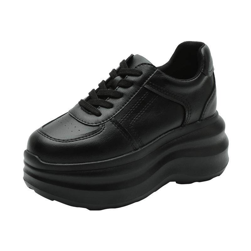 新品10cm小个子内增高红色休闲小皮鞋女2026新款厚底10CM运动松糕