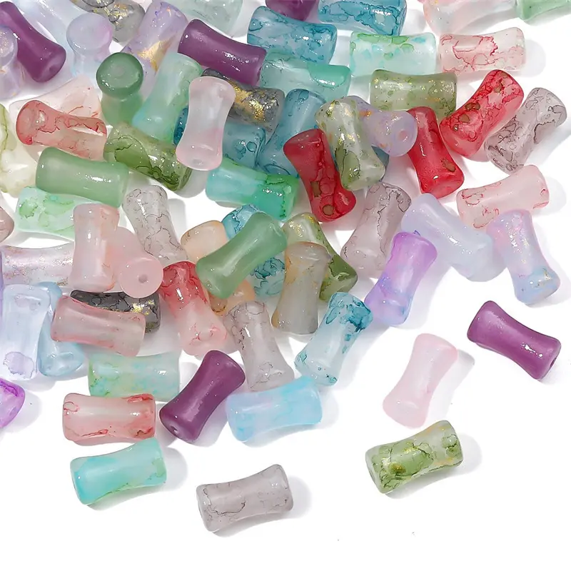 玻璃晕染洒金竹节珠串珠子古风隔珠串珠配饰材料仿玉琉璃散珠