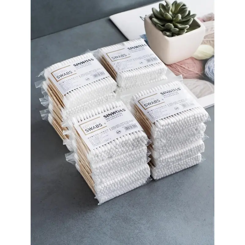双头棉签一次性清洁棉棒化妆卫生竹棒家用圆头耳朵清洁棉棒