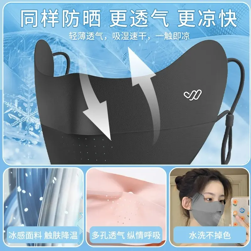 冰丝防晒口罩防紫外线女夏季薄款透气高颜值护眼角面罩2025新款