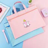 拉链帆布文件袋a4牛津布档案袋学生用大容量补习袋手提袋logo