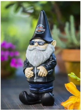 摩托车手男女装饰品摆件嘻哈白胡子矮人设计黑帮家居树脂