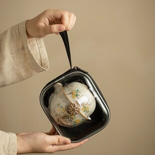 古道源汝窑c猫咪旅行茶具便携快客杯一壶三杯户外随身功夫茶具套