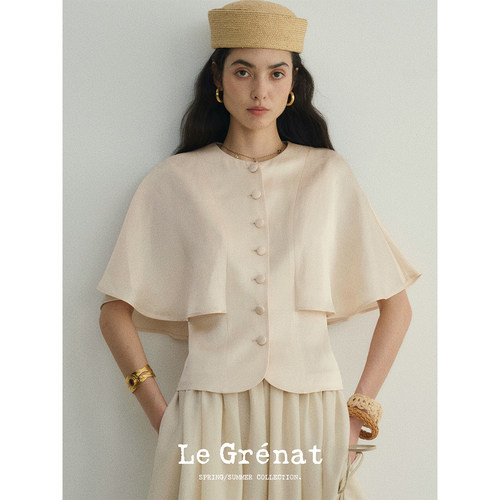 Le Grenat春夏女法式复古斗篷背心上衣马甲