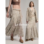 大裙摆半身裙 腰果花印花醋酸莱赛尔荡领衬衫 Grenat夏季 新款