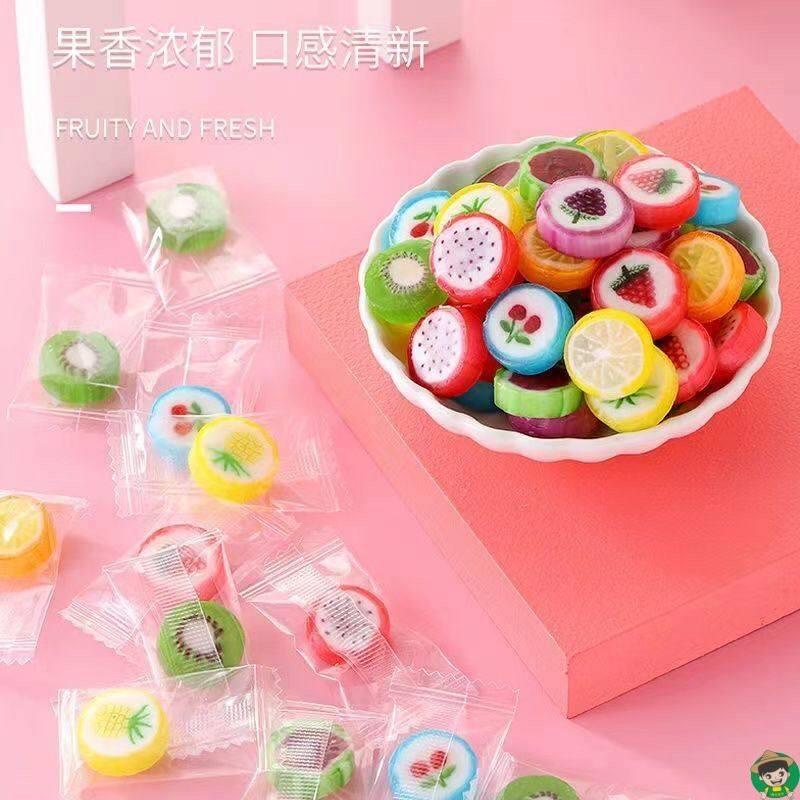网红创意手工水果切片糖年货喜糖小零食散装糖果独立包装硬糖