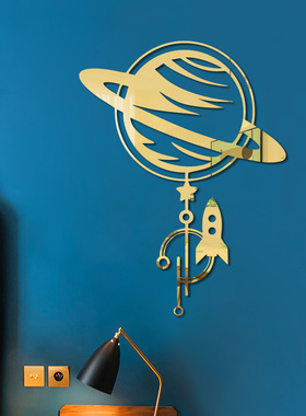 JM10853D立体镂空宇宙亚克力镜面贴家居装饰自粘镜子墙贴