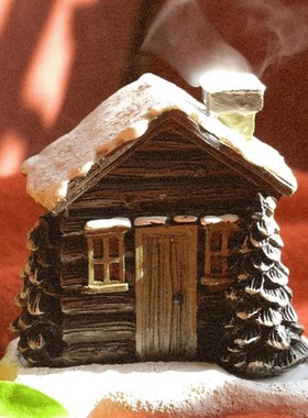 新品烟囱小屋雪冬香炉圣诞节装饰道具家居客厅摆件树脂工艺品