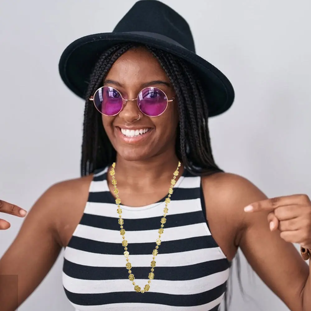 新款美元符号项链节日夜店酒吧潮人饰品金色吊坠珠链