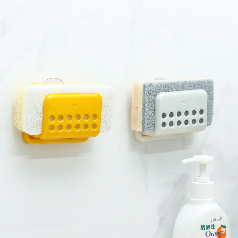 日本厨房吸盘置物架百洁布沥水架洗碗海绵收纳架免打孔水槽置物架