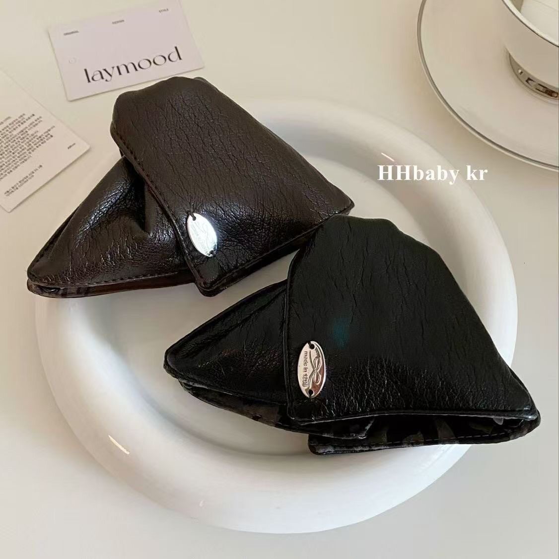 韩国柔软 秋冬仿荔枝纹小牛皮三角抓夹 感大号发量多发夹配饰