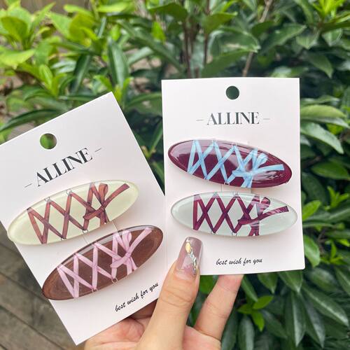 alline新款清新甜美鸭嘴夹蝴蝶结椭圆发夹边夹简约甜美发饰