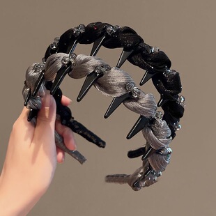 感洋气时尚网纱发箍女款夏季高颅顶带齿防滑压发头箍洗脸发卡