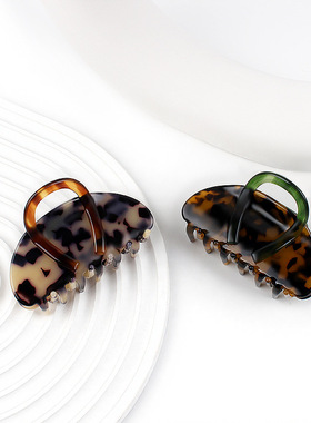 依慧达同款醋酸发夹 感复古豹纹色醋酸抓夹后脑勺鲨鱼夹