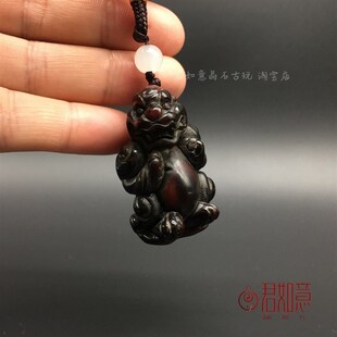 牦牛角龙九子兽挂件牛角手把件 小摆件古玩文玩角雕仿古