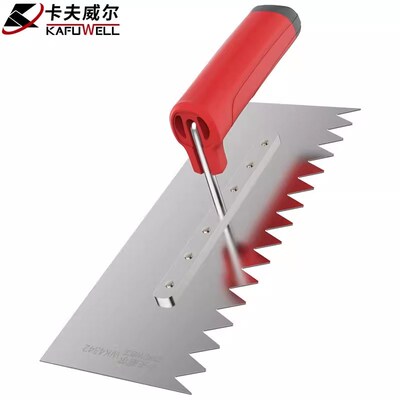 卡夫威尔油灰刀瓦工工具腻子抹灰铲小齿塑柄抹泥刀11*28cm WK4342