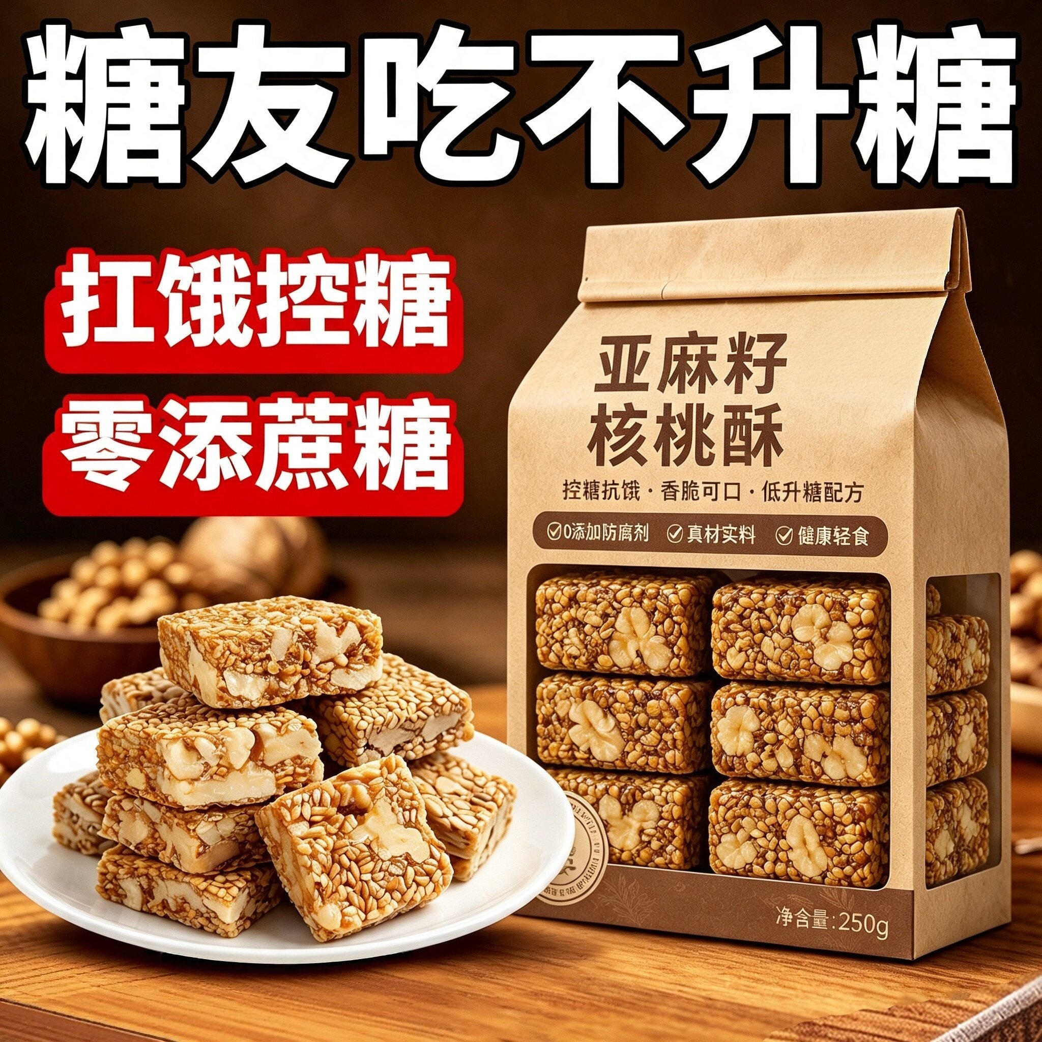 【核桃健脑】正宗亚麻籽核桃酥图片