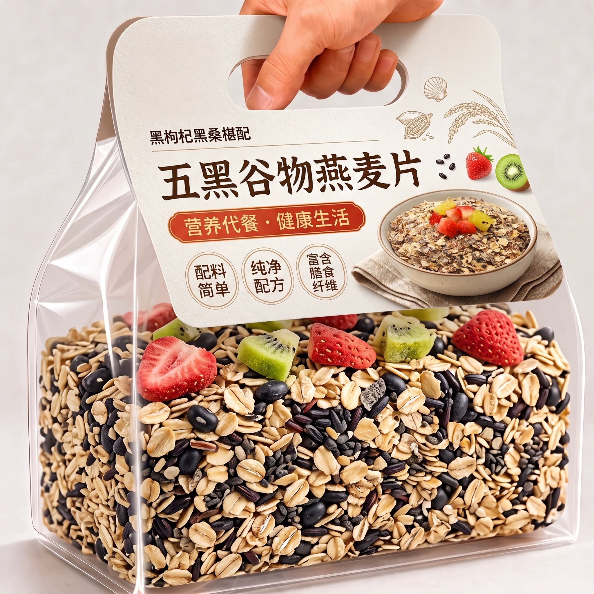 五黑燕麦片官方正品旗舰店原味中老年人开袋即食独立包装营养早餐