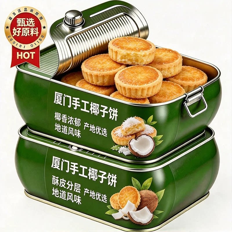 厦门椰子饼官方旗舰店芝士黄油味巧克力味椰蓉酥饼干早餐零食休闲