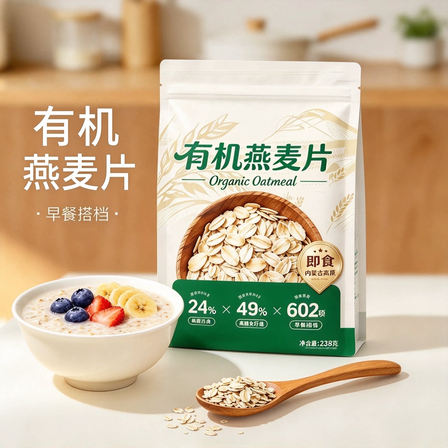 有机燕麦片官方旗舰店正品原味即食免煮冲饮儿童孕妇健康营养早餐