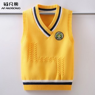 男童内穿纯棉毛衣背心马夹秋冬2024新款男孩儿童女童保暖加绒马甲