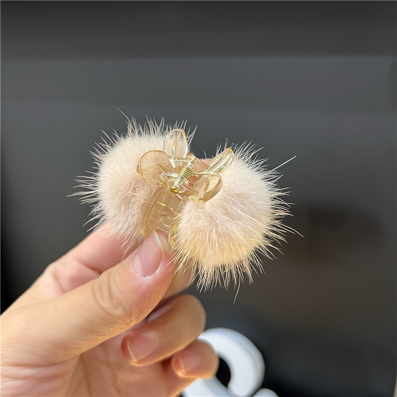 【可爱小毛球发爪】真水貂毛抓夹韩国可爱樱桃小毛球夹子毛绒发饰