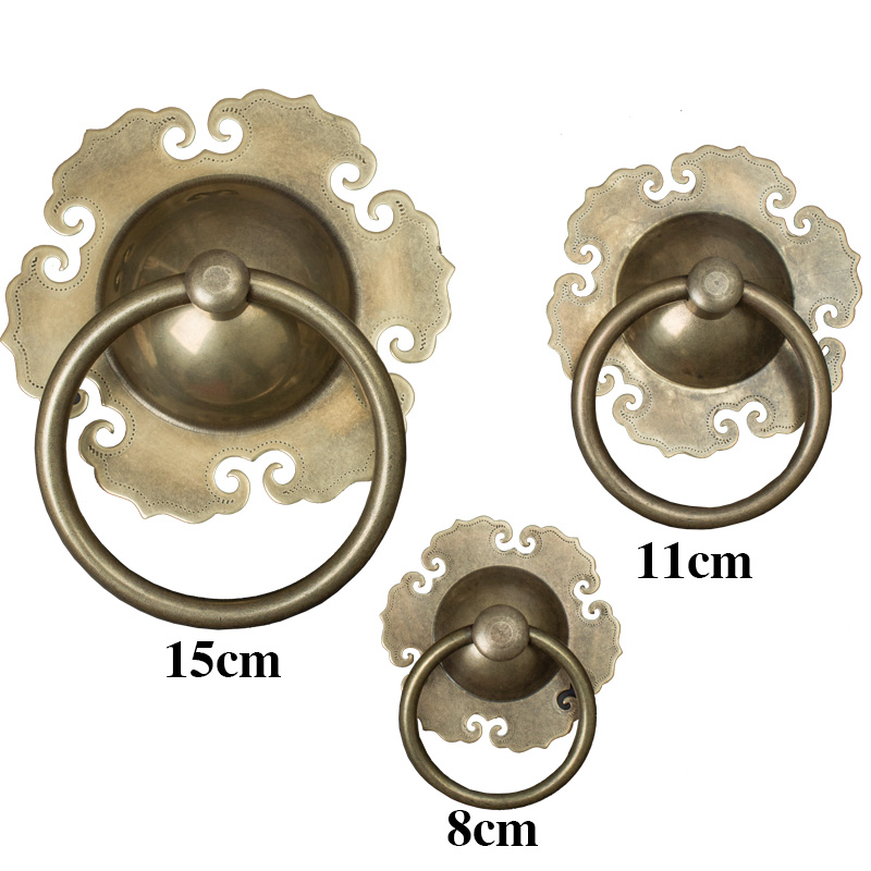 仿古拉手古铜中式大门把手纯铜拉把老式木门门环复古双开门拉环