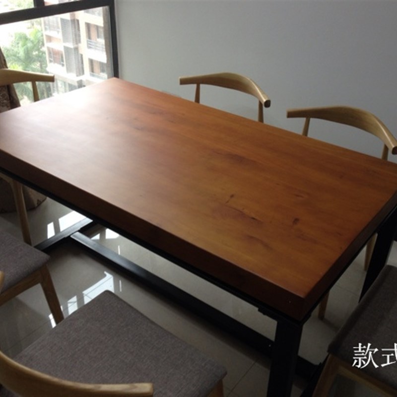 美式LOFT全实木简约办公桌 复古长方形会议桌 工业风电脑桌设计桌