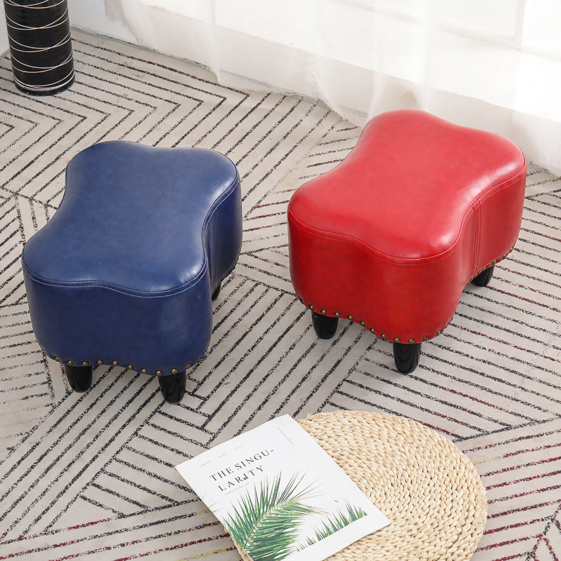 换鞋凳软美甲小凳子茶几沙发凳试鞋凳美式皮墩时尚创意搁脚凳实木