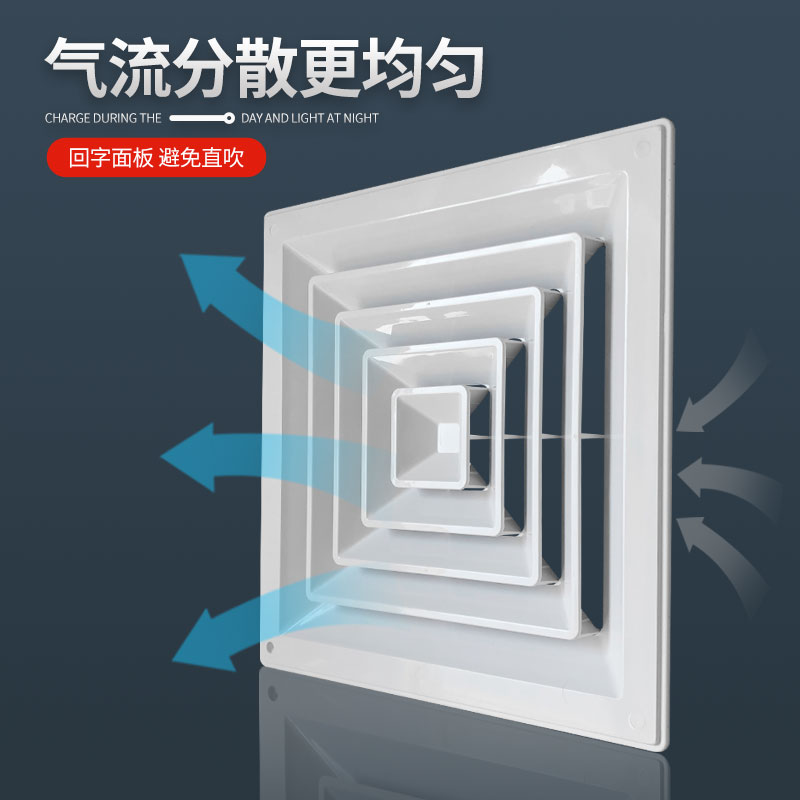 空调出风口散流器中央空调排气口方形换气通风口方变圆风管机面板