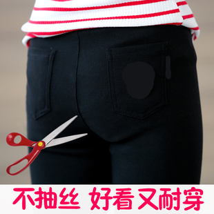 女童铅笔裤薄款夏季春秋外穿儿童黑色牛仔打底紧身小脚七分短裤子