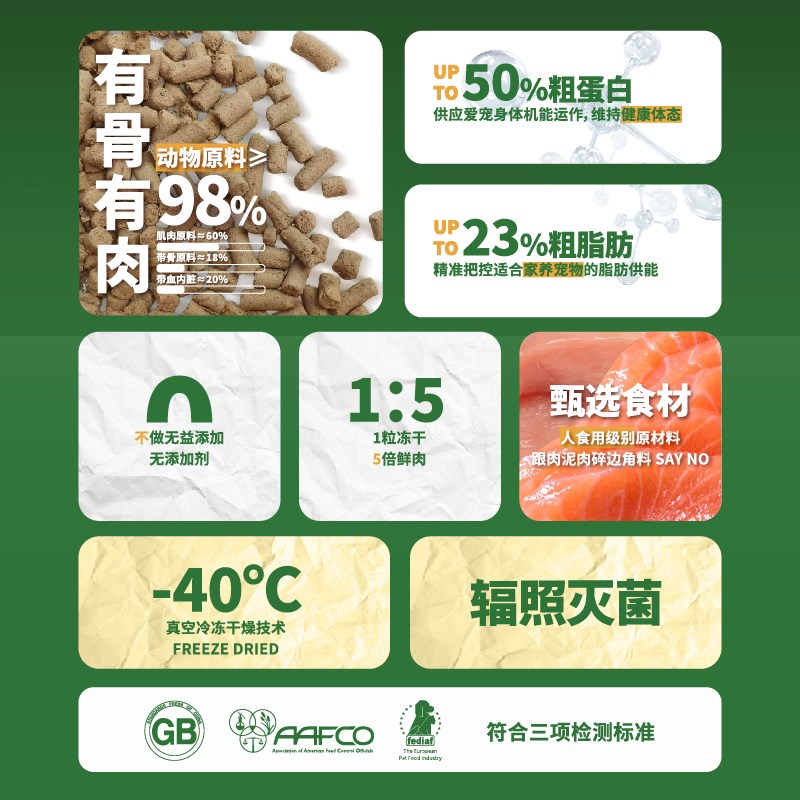 冻干生骨肉三文鱼鸡肉配方高力源宠物通用猫咪狗狗鹌鹑冻干鸡胸肉