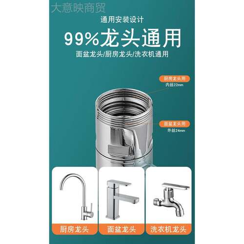 多功龙防溅水嘴面盆清通洗神能器用加长管厨房过U型过滤滤器纯铜