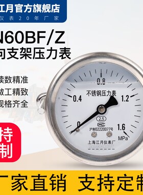 上海江月YN60BF/Z菱形片轴向型不锈钢耐震卡扣式压力表0-2.5mpa