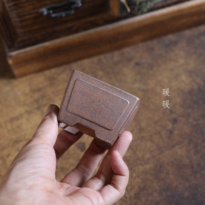 奎面小长方原矿大红袍手工微型绿植多肉花盆迷你盆掌中宝柴烧