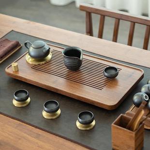 排水茶盘实木储水抽屉式 简约茶台小家用竹制茶海功夫茶具套装 日式