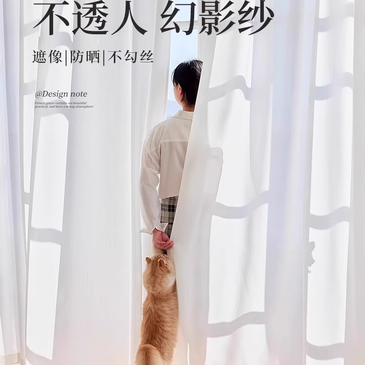 幻影纱窗帘纱帘透光不透人遮阳防晒客厅飘窗遮光2025新款窗纱白纱