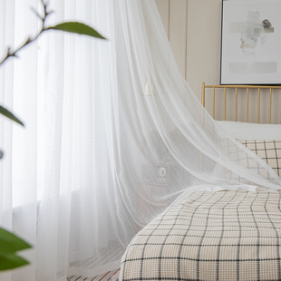 客厅卧室飘窗阳台白纱纱帘202A1年新款 透光不透人白色窗纱窗帘纱