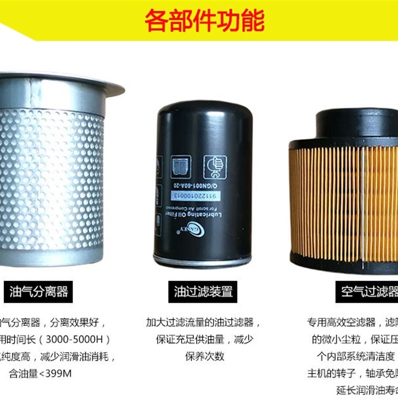 开山螺杆机空压机保养耗材三滤空滤芯油滤芯油分T芯油气分离桶配