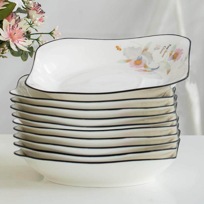陶瓷盘子盘子家用简约北欧小清新加厚8寸碟子盘子套装组合6个餐盘,餐饮具,盘,淘宝优惠券,粉丝福利购,淘宝优惠卷