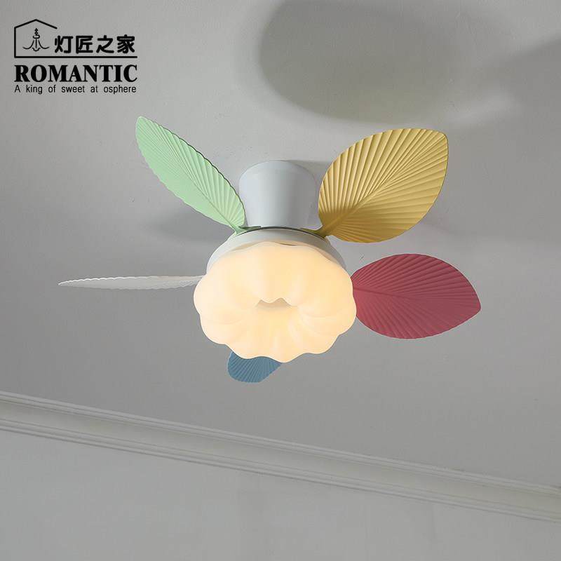 孟菲斯卧室风扇吸顶灯饭厅儿童彩色男孩女孩房间变频大风力包安装