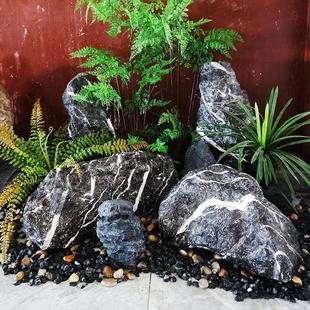 户外玻璃钢黑山石庭院景观石假山花园仿真石头造景摆件摄影搭配